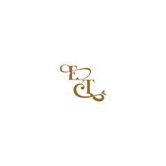 modern organic logo ET initial leaf line monogram wedding concept letter