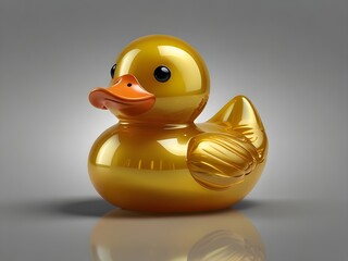 Bright Yellow Rubber Duck Toy with Glossy Finish, Smooth Texture, and Realistic Details Isolated on Transparent Background