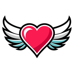 heart with wings icon design