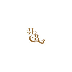 modern organic logo monogram wedding concept letter initial leaf line HB