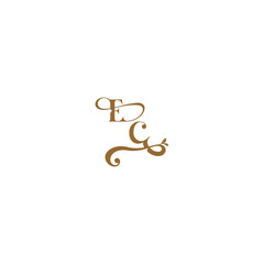 modern organic logo EC initial leaf line monogram wedding concept letter