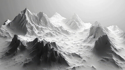 Majestic Monochrome Mountain Landscape: A Panoramic View of Serene Peaks