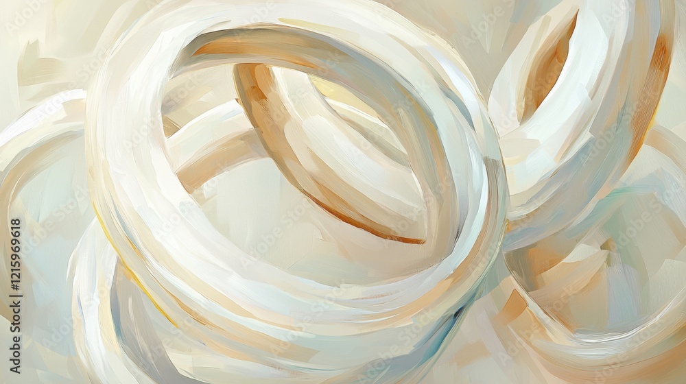 Poster abstract art displaying interlocking rings modern gallery digital artwork minimalist style close-up 