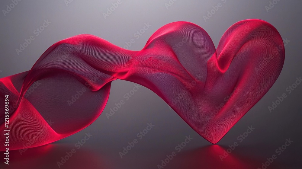 Poster flowing heart shape design abstract art digital soft gradient close-up romantic concept
