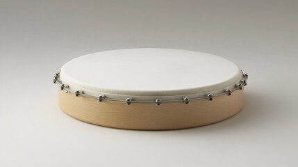 Bodhran Drum Beige Wood Frame White Head Musical Instrument