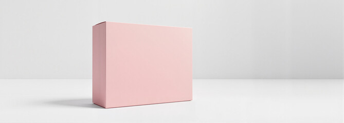 3D Retail Box Mockup in soft pink color on white background