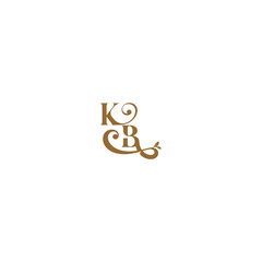 modern organic logo monogram wedding concept letter initial leaf line KB