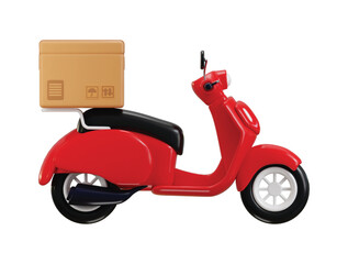 Obraz premium Scooter with Box Delivery Courier service icon concept of Time to shopping fast delivery icon vector illustration