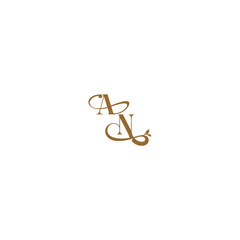 monogram wedding concept initial leaf line AN modern organic logo letter