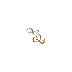 monogram wedding concept initial leaf line AQ modern organic logo letter