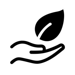 Fototapeta premium leaf on the hand icon design