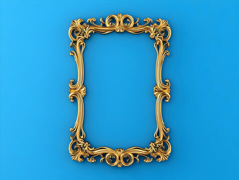 Golden Baroque Frame 3D Illustration