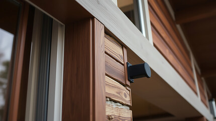 Obraz premium Modern House Exterior: Wood Siding, Architectural Details, and Design