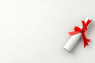 Rolled Diploma with Red Ribbon Illustration