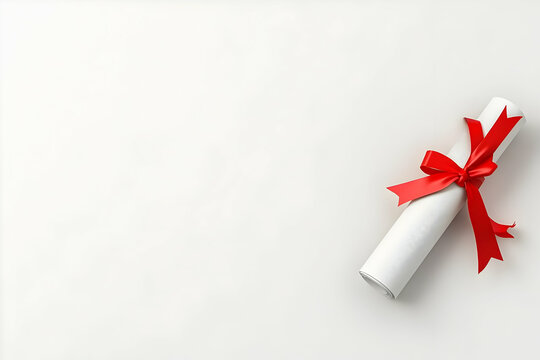 Rolled Diploma with Red Ribbon Illustration