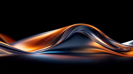 Abstract Liquid Metal Wave: A Symphony of Orange and Blue Hues