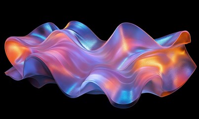 Obraz premium Abstract design, wavy iridescent shape, 3d render, Generative AI
