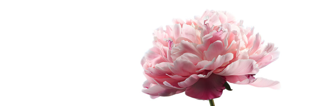 A soft pink peony flower against a transparent background.