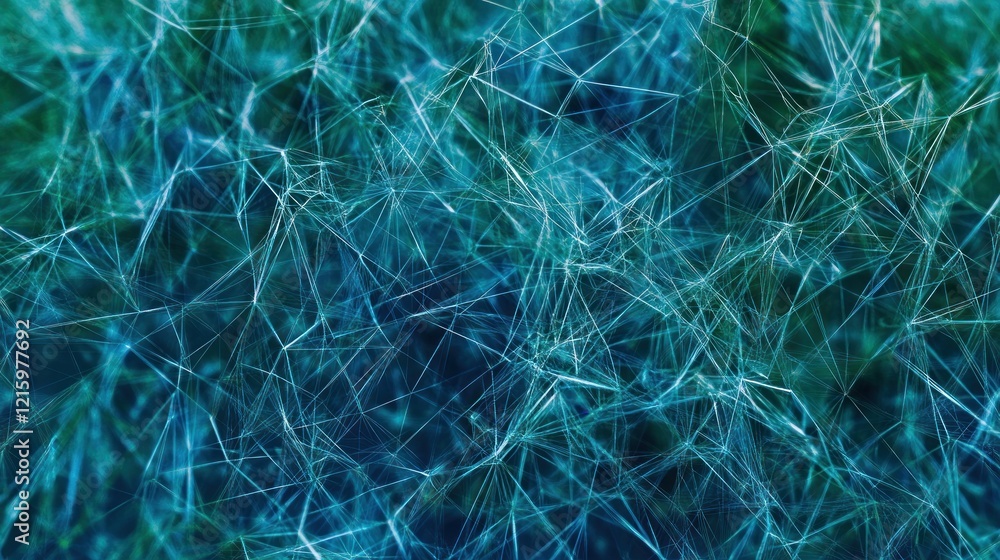 Poster abstract teal network: interconnected lines and nodes