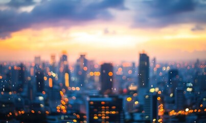 Obraz premium Cityscape at Sunset: A Dreamy, Blurred Metropolis