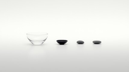 Glass bowl, stone, zen, minimalist, studio, still life, calm, background, product