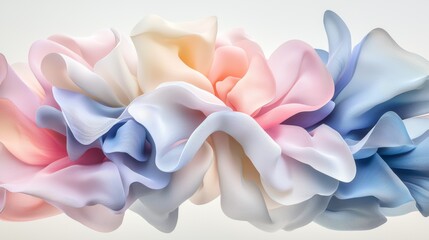 Abstract Pastel Fabric Swirls Soft Pink Blue and White Draped Textile Background