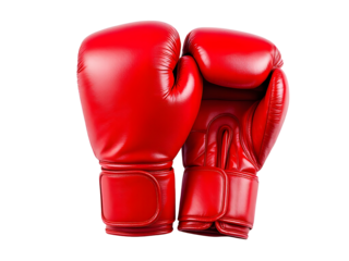Red boxing gloves isolated on transparent background, Cut out