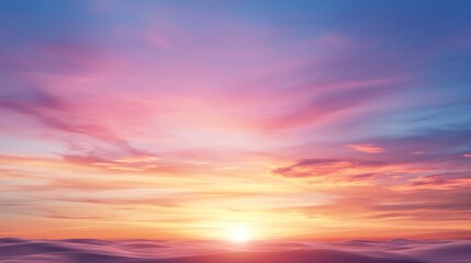 Obraz premium Vibrant sunset over cloudscape, aerial view, colorful sky, peaceful scene, ideal for travel brochures