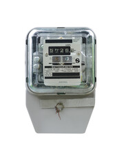 Electricity power box meters for home electrical appliances, on white backgrounds, electric power usage concepts