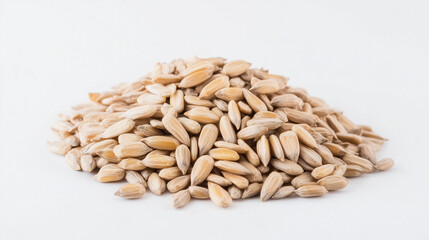 Sunflower Seeds: Close-up of a pile of hulled sunflower seeds, their light brown shells glistening with a subtle sheen. The seeds are arranged in a casual yet aesthetically pleasing cluster.