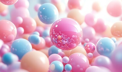 Abstract 3d background design with pastel colored spheres, Generative AI