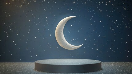 Naklejka premium Crescent Moon Night: A Serene Night Scene