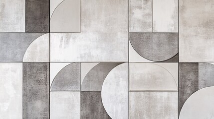 Abstract geometric composition in shades of gray and beige
