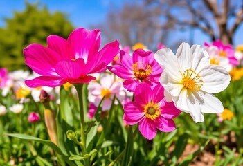 Vibrant spring flowers with full blooming, spring flowers beauty 