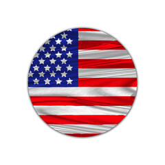 round shape american waving flag isolated on white background 