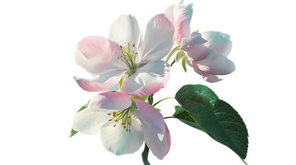 Fototapeta premium A soft pink apple blossom flower against a transparent background.