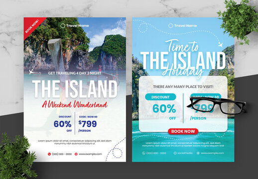 Red And Blue Travel Flyer
