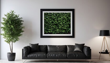 Mockup poster frame on the wall of living room. Luxurious apartment background with contemporary design. Modern interior design. 3D render, 3D illustration.apartment, comfortable, elegance,45