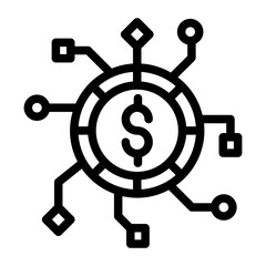 digital money coin outline style