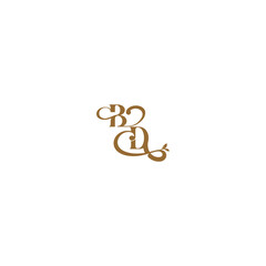 monogram wedding concept initial leaf line BD modern organic logo letter