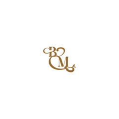 monogram wedding concept initial leaf line BM modern organic logo letter