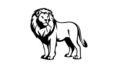 Lively Lion Silhouette Vector, lion black and white lion illustration, lion vector