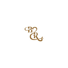 monogram wedding concept initial leaf line BR modern organic logo letter
