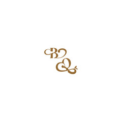 monogram wedding concept initial leaf line BQ modern organic logo letter