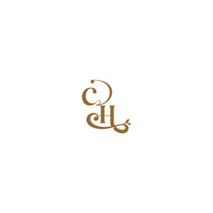 Obraz premium monogram wedding concept initial leaf line CH modern organic logo letter