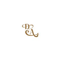 monogram wedding concept initial leaf line DA modern organic logo letter