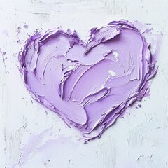 Obraz premium a light purple heart made with thick brush strokes on white background