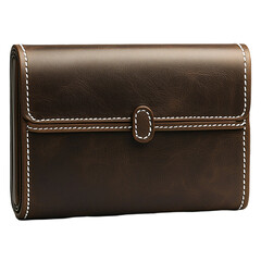 A brown leather wallet with a stitched design, ideal for organizing cards and cash.