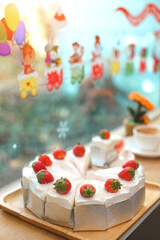Freshly made cakes are ready to be sold in coffee shops.