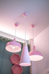 Lamps that are hung on the ceiling Coffee shop decoration